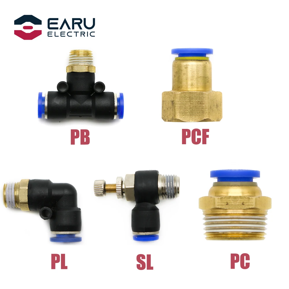 

Pneumatic Air Connector Fitting PC/PCF/PL/PB/SL 4mm 6mm 8mm Thread 1/8 1/4 3/8 1/2 Straight Hose Fittings Pipe Quick Connectors