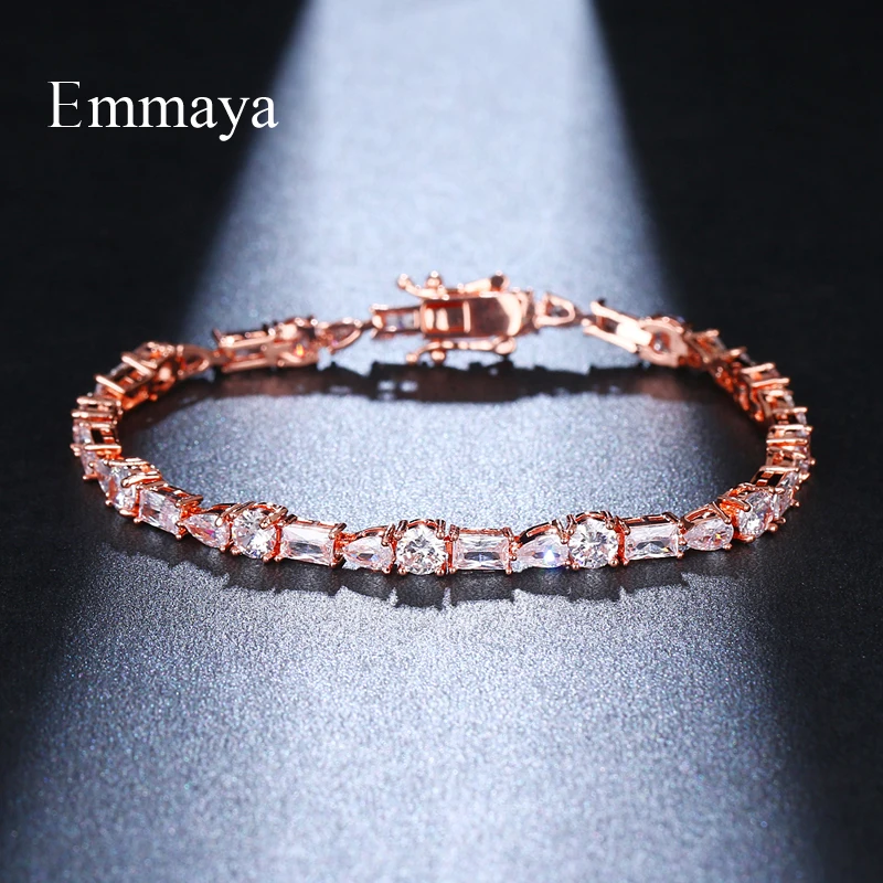 EMMAYA Hot Sale Three Different Shape Geomerty Design Brilliant Bracelet WIth Cubic Zircon For Female Banquet First Choice