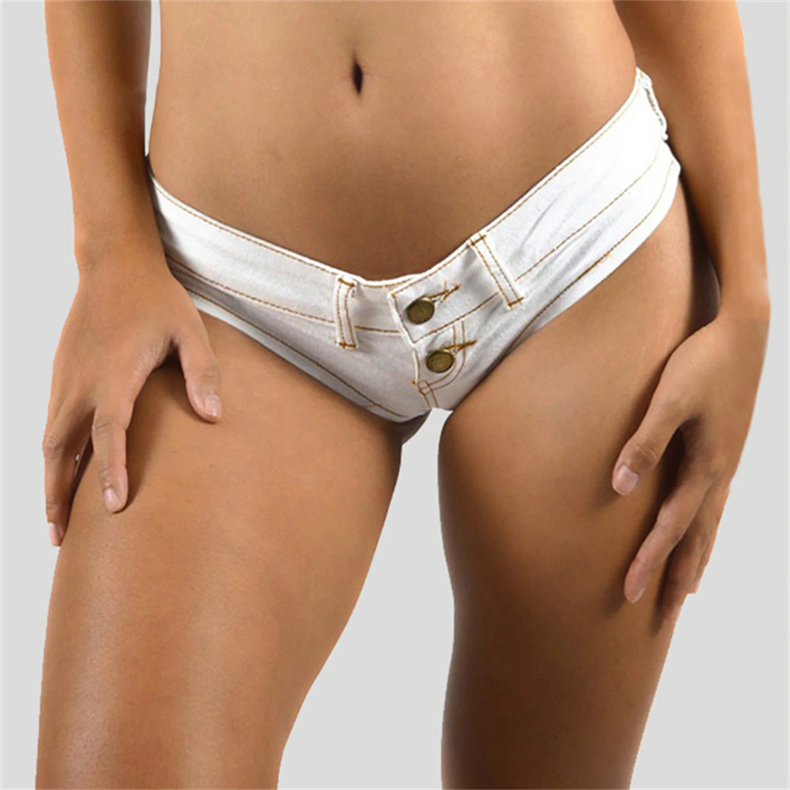 Mini pantalones cortos vaqueros elásticos de cintura baja para mujer, ropa Sexy para discoteca