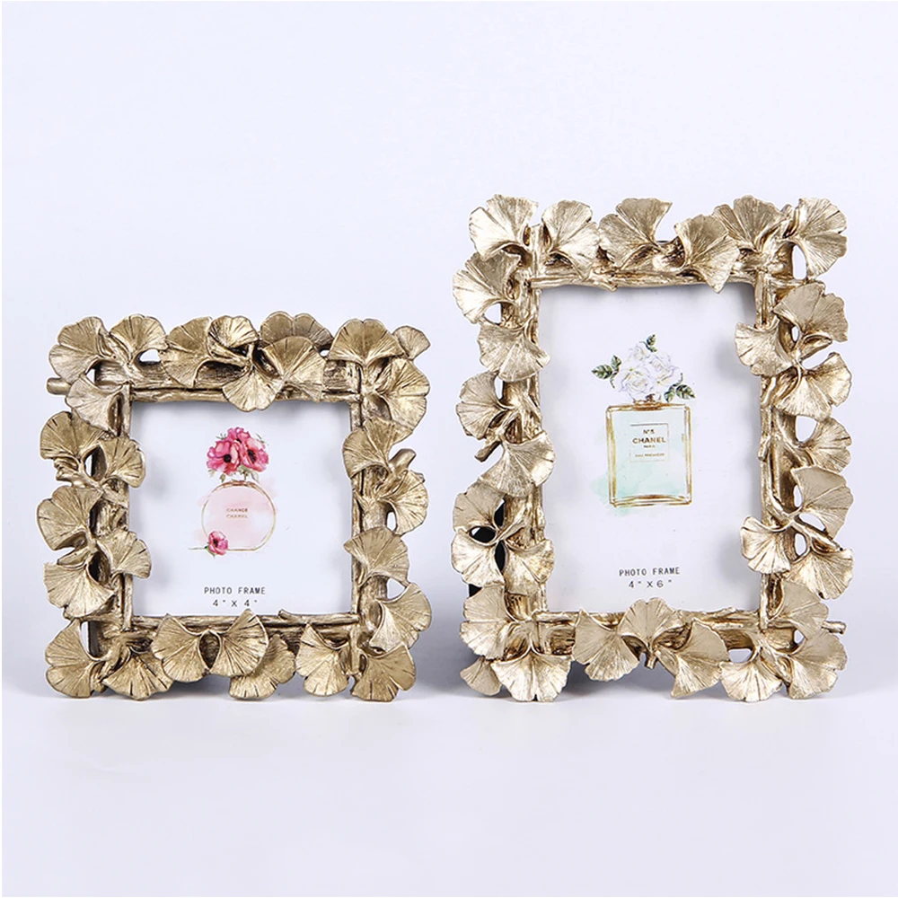 Creative retro golden picture frame American Ginkgo leaf suitable for decorative painting 4 inch 6 inch photo frame
