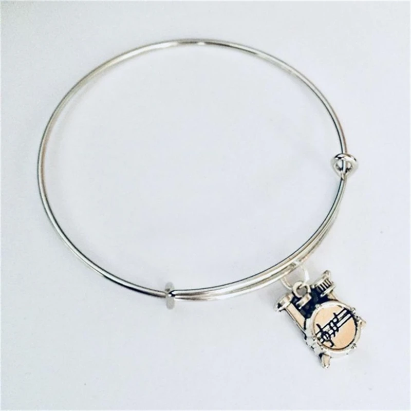 Drum Bracelet, Drum Charm Bracelet, Band Member Gift, Drummer Bangle, Drum Lover, Gift for Musician, Musician Bangle