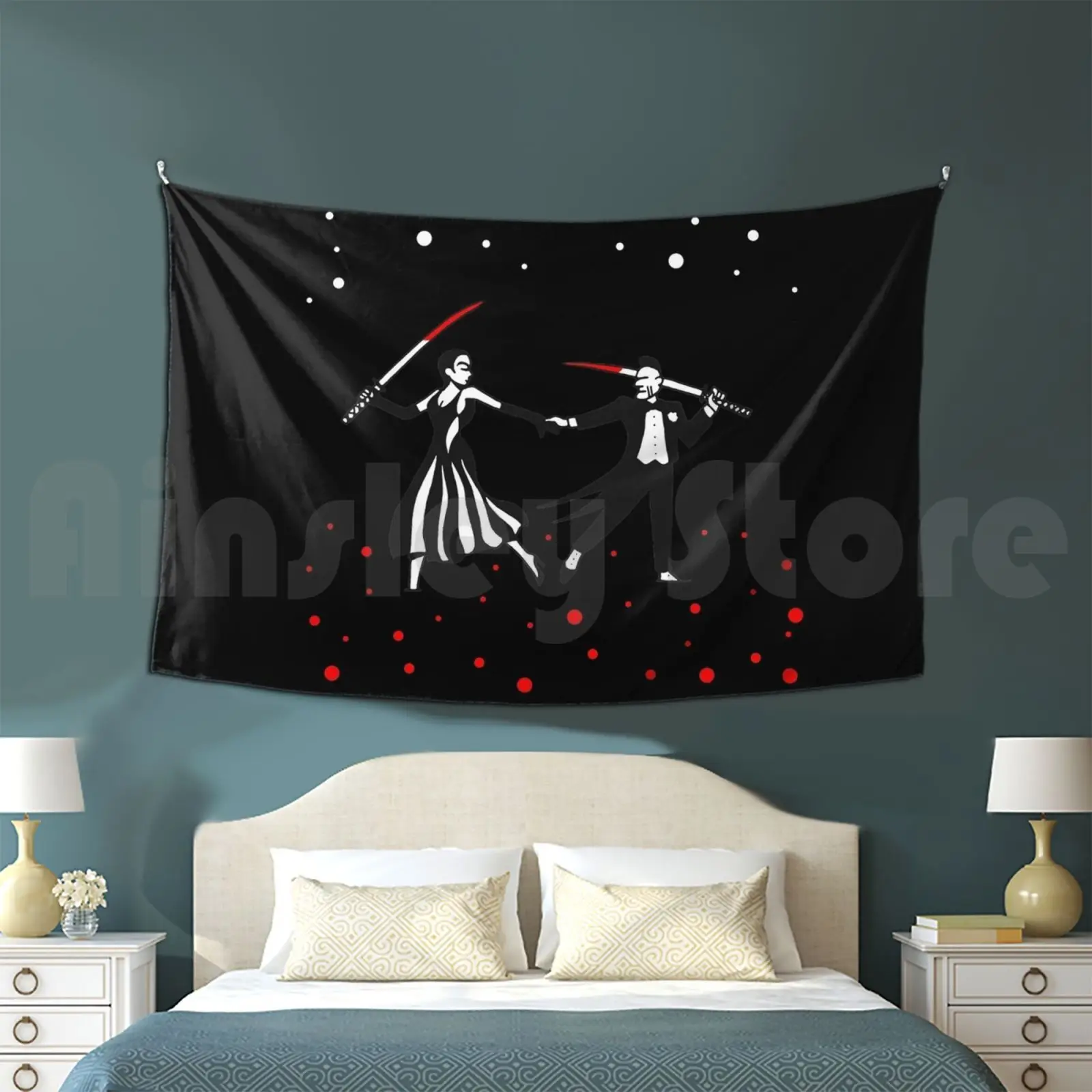 Kill Ginger And Fred ( On Black ) Tapestry Living Room Bedroom Astaire Ballroom Frank Miller Fred Ginger Katana