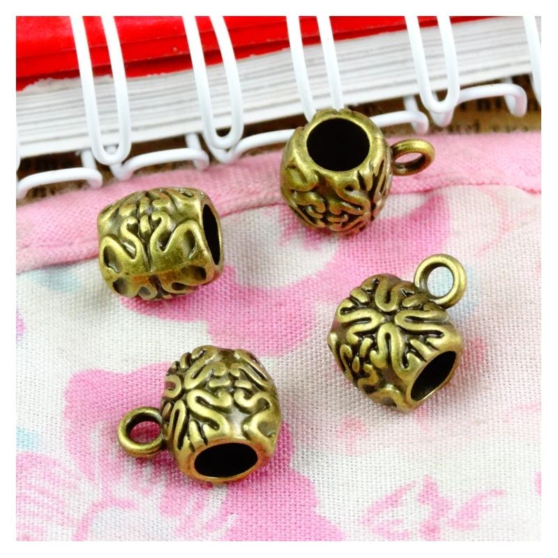 50pcs/lot Antique Bronze Plated Spacer Charm Beads for DIY Jewelry Metal Big Hole Beads fit Bracelet Necklace Jewelry Making