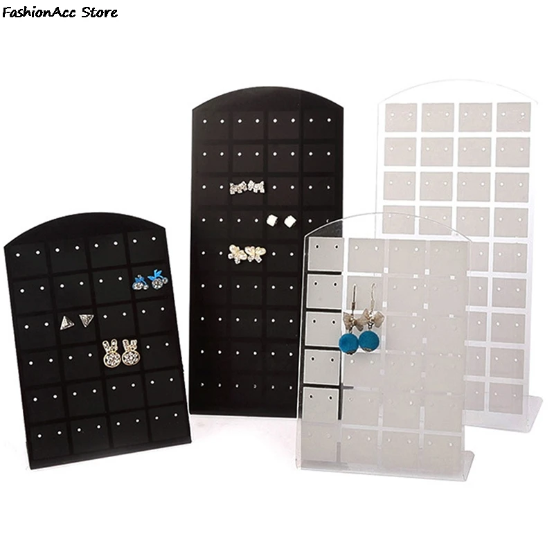 48 Holes Jewelry Organizer Stand Black White Plastic Earring Holder Pesentoir Fashion Earrings Display Rack Etagere