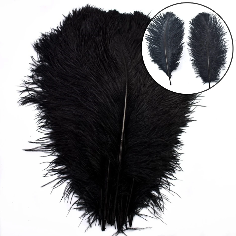 10Pcs Natural Large Ostrich Feathers for Crafts DIY Plume Big Real Black Feather Jewelry Making Party Wedding Decoration 15-70CM