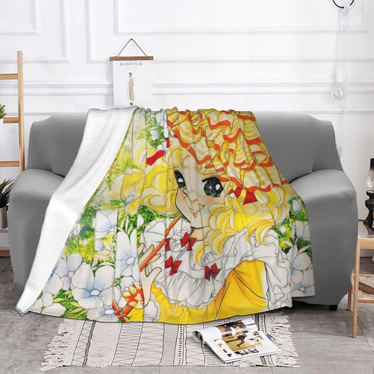 Candy Candy Anime Anthony Knitted Blankets Kawaii Cute Girl Wool Throw Blanket Bedroom Sofa Decoration Soft Warm Bedspreads