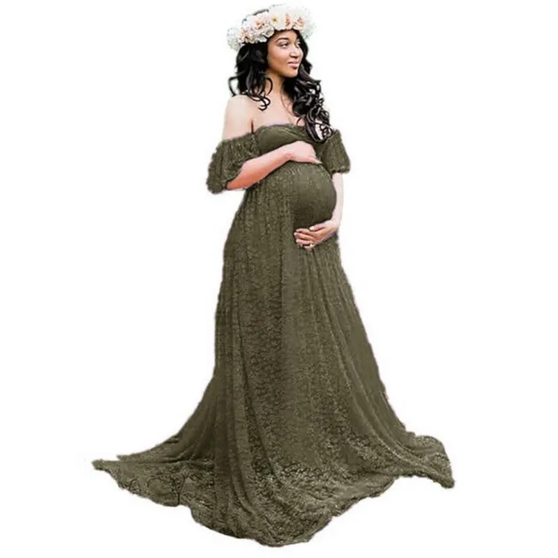 Maternity Photography Props Lace Long Dress Pregnancy For Photo Shoot Gown Maxi Summer Pregnant Women Plus Size Mother Clothes