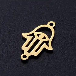 10pcs/lot Hamsa Hand Stainless Steel Connector Charm for Women Bracelets Making Wholesale High Polished Never Tarnish