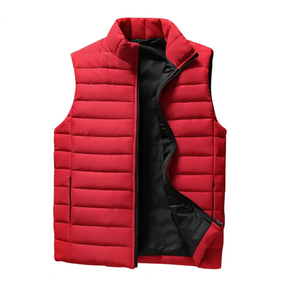 Men\'s Vest Jacket Winter Waterproof Warm Sleeveless Men Waistcoat 3D Cutting Windproof Thicken Soft Zipper Closure Winter Vest