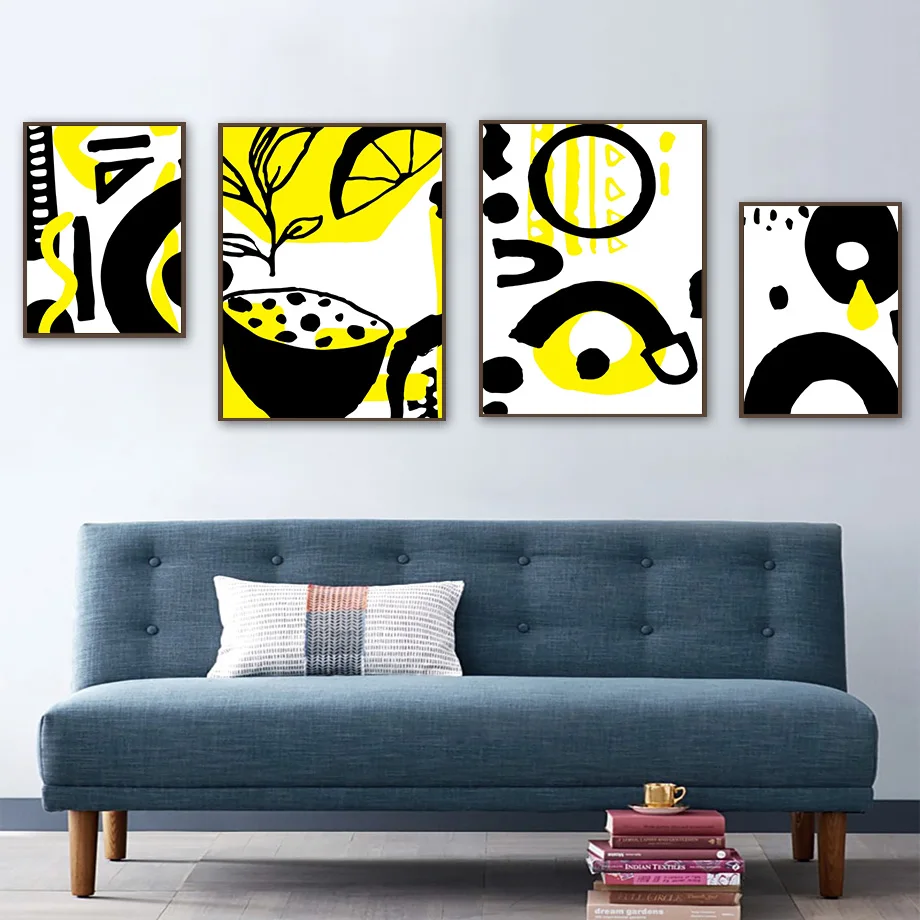 Geometry Color Block Orange Leaf Abstract Wall Art Canvas Painting Nordic Posters And Prints Wall Pictures For Living Room Decor