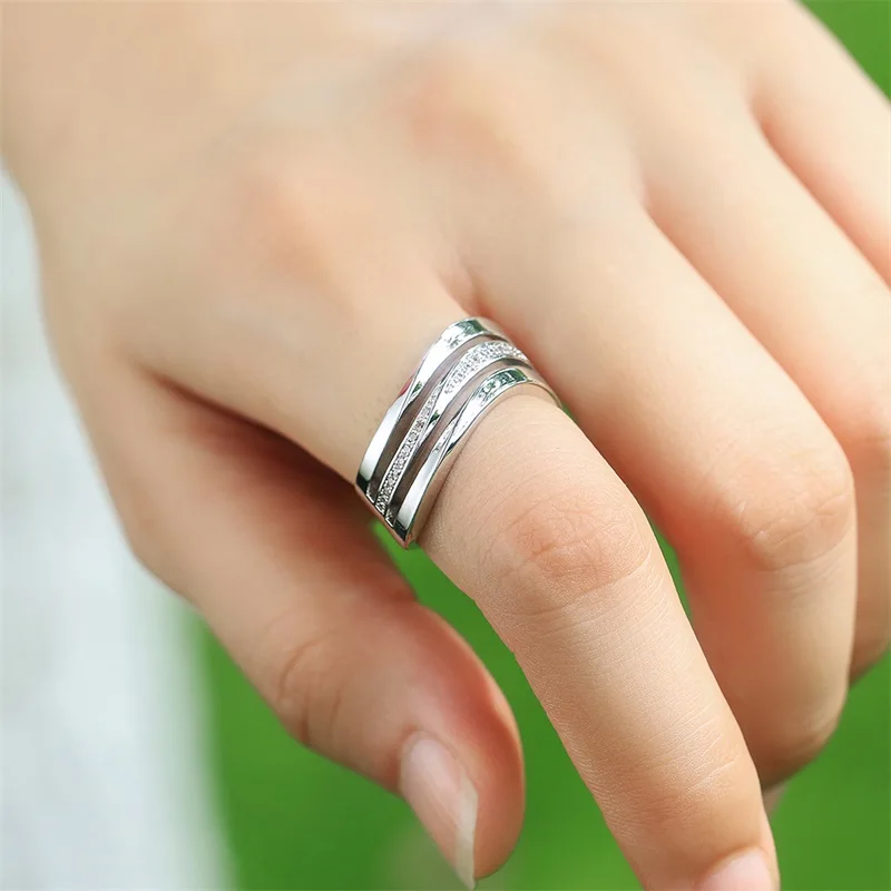 CAOSHI موضة موجة تصميم خواتم الاصبع للنساء الرجال عالية الجودة الفضة اللون خاتم الزواج اكسسوارات بسيطة مجوهرات Hot البيع
