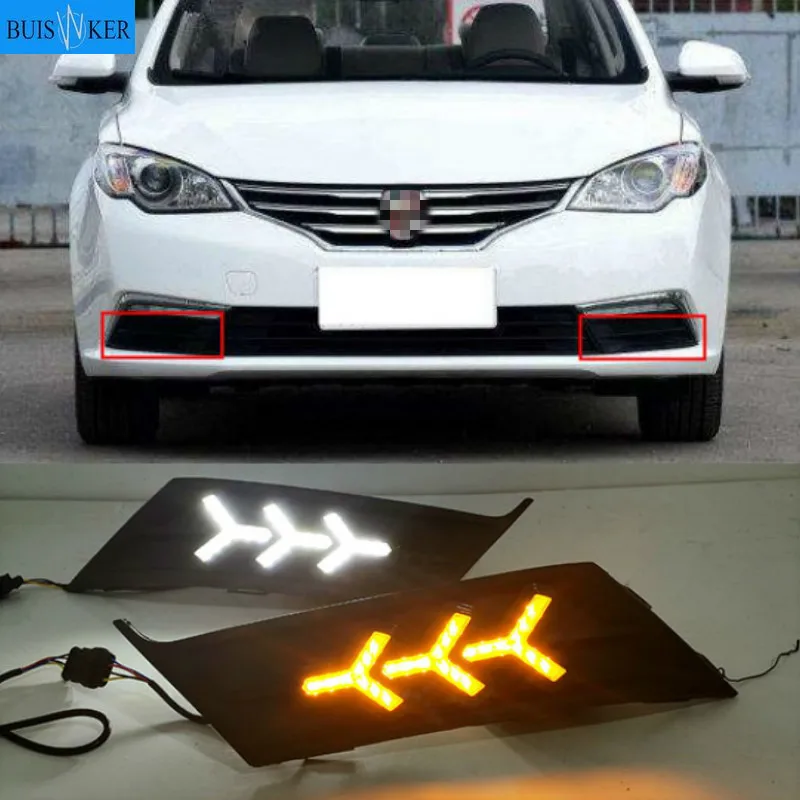 

For Roewe 360 2015-2017 Daytime running lights LED DRL Fog lamp driving lights with Yellow Turn Signal Function