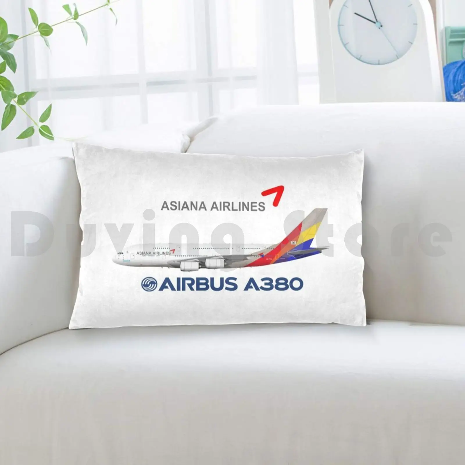 Illustration Of Asiana Airbus A380-White Version pillow Case DIY 50 * 70 Airbus A380 Airbus A380 A380 Airbus Asiana South