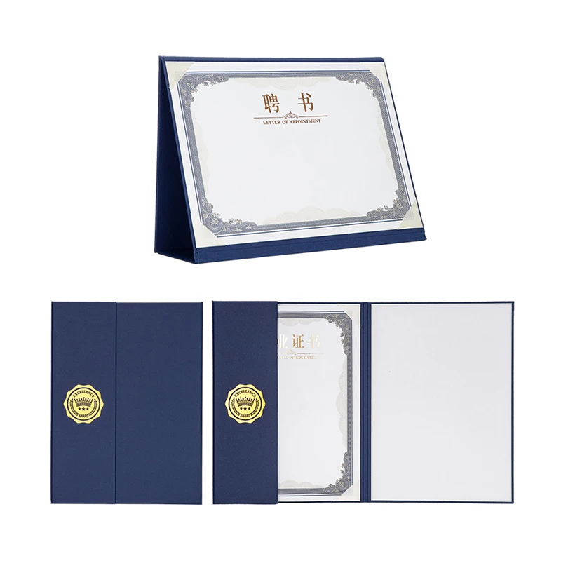 A4 Royal Blue Cotton Flannel Lint Wedding Contract Folder