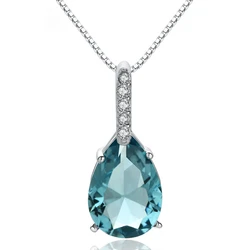 Natural Blue Topaz Pendant S925 Sterling Silver Aquamarine Carat Fashion Necklace Wedding Bizuteria Pierscionki Pendant Women