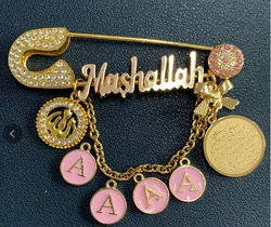 customize english name islam muslim AYATUL KURSI Allah pink Baby brooch Pin