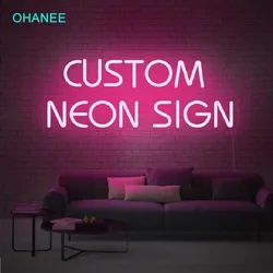 OHANEE Design Name Custom Logo Led Neon Sign Light for Room Wedding Party Birthday Bedroom Name Personalized Decoration