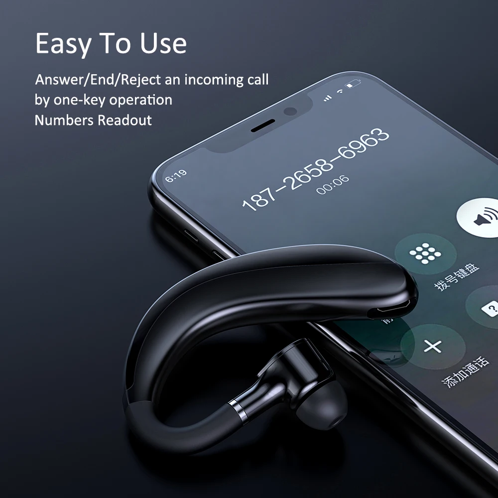 Bluetooth Earphones headphones Handsfree Earloop Wireless headset Drive Call Sports Earphones With Mic For All Smart Phones