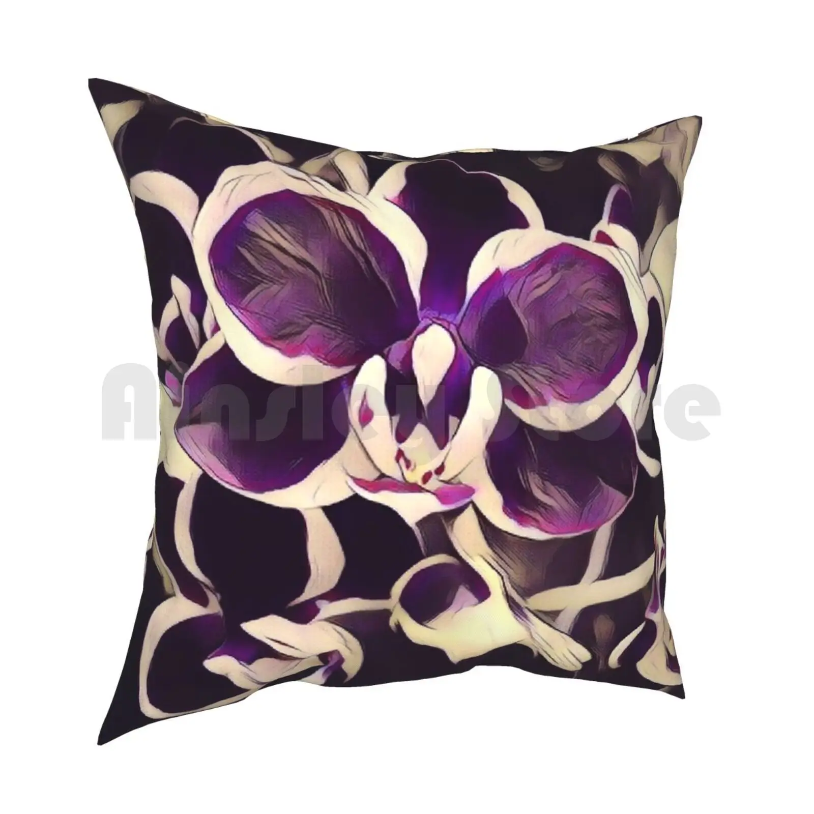 Purple Orchids Art Prints-More Styles Available Pillow Case Printed Home Soft Throw Pillow Artprints Graphics Unique