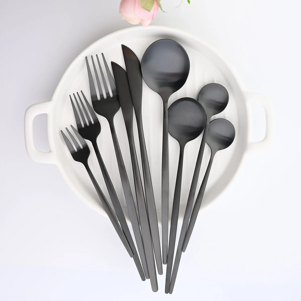 JANKNG Black Tableware Stainless Steel Cutlery Set Forks Knives Spoons Kitchen Dinner Set Fork Spoon Knife Gold Dinnerware Set