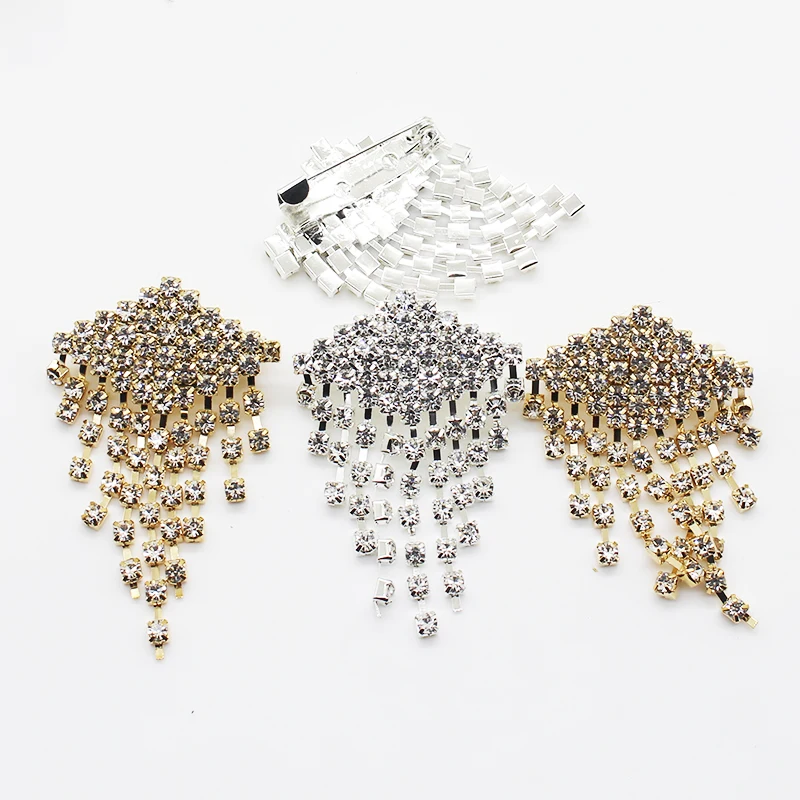 Sale Prices Rhinestones Brooches 1PCS Women Clothing Jewelry Decoration Two Color Crystal Brooch DIY Handwork Accessories