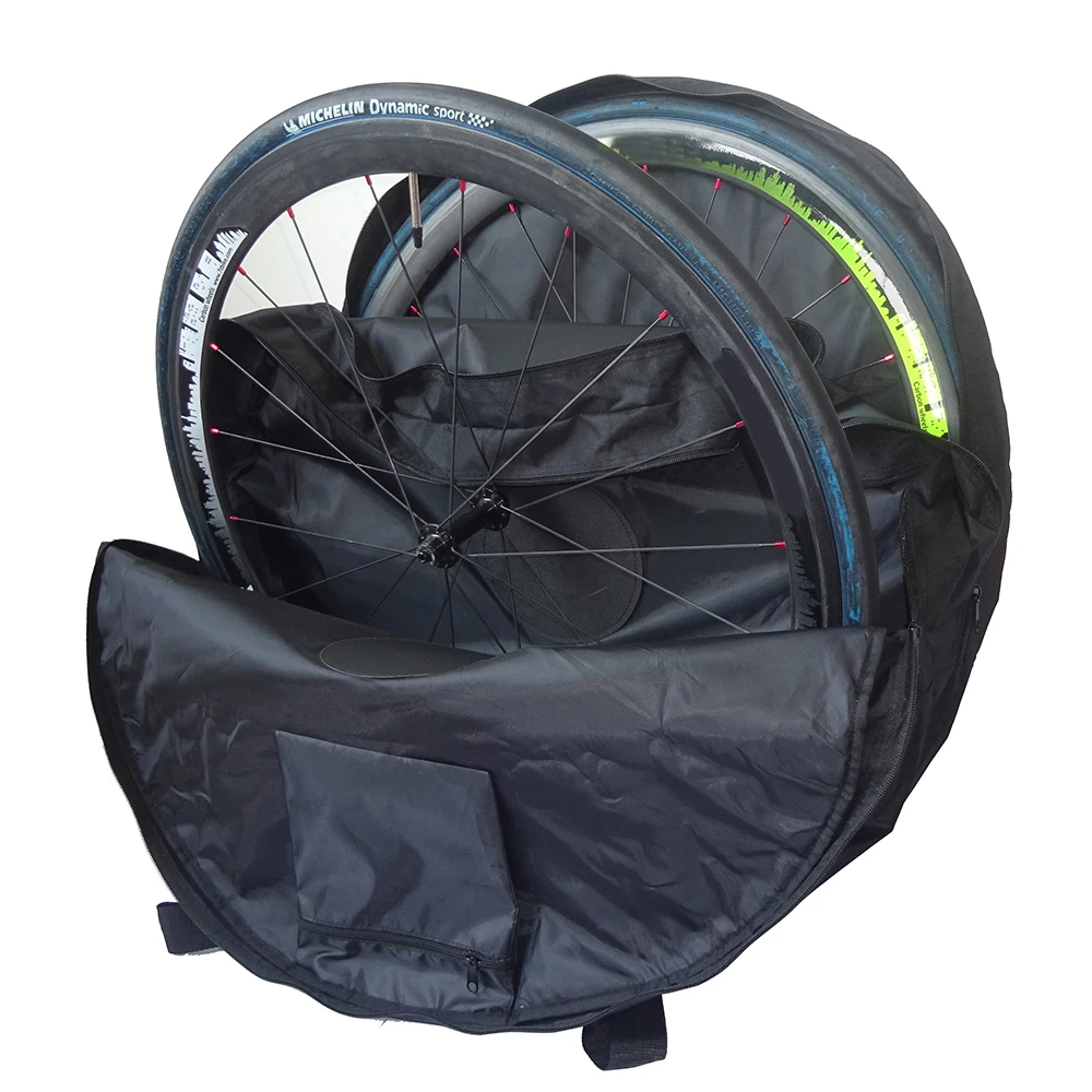 ROAD BIKE WHEEL BAG WITH HUB PROTECTOR, 29  /27.5 ER Double Wheel Bag, Bicycle Wheelset Bag, 700C Padded Wheel Bag