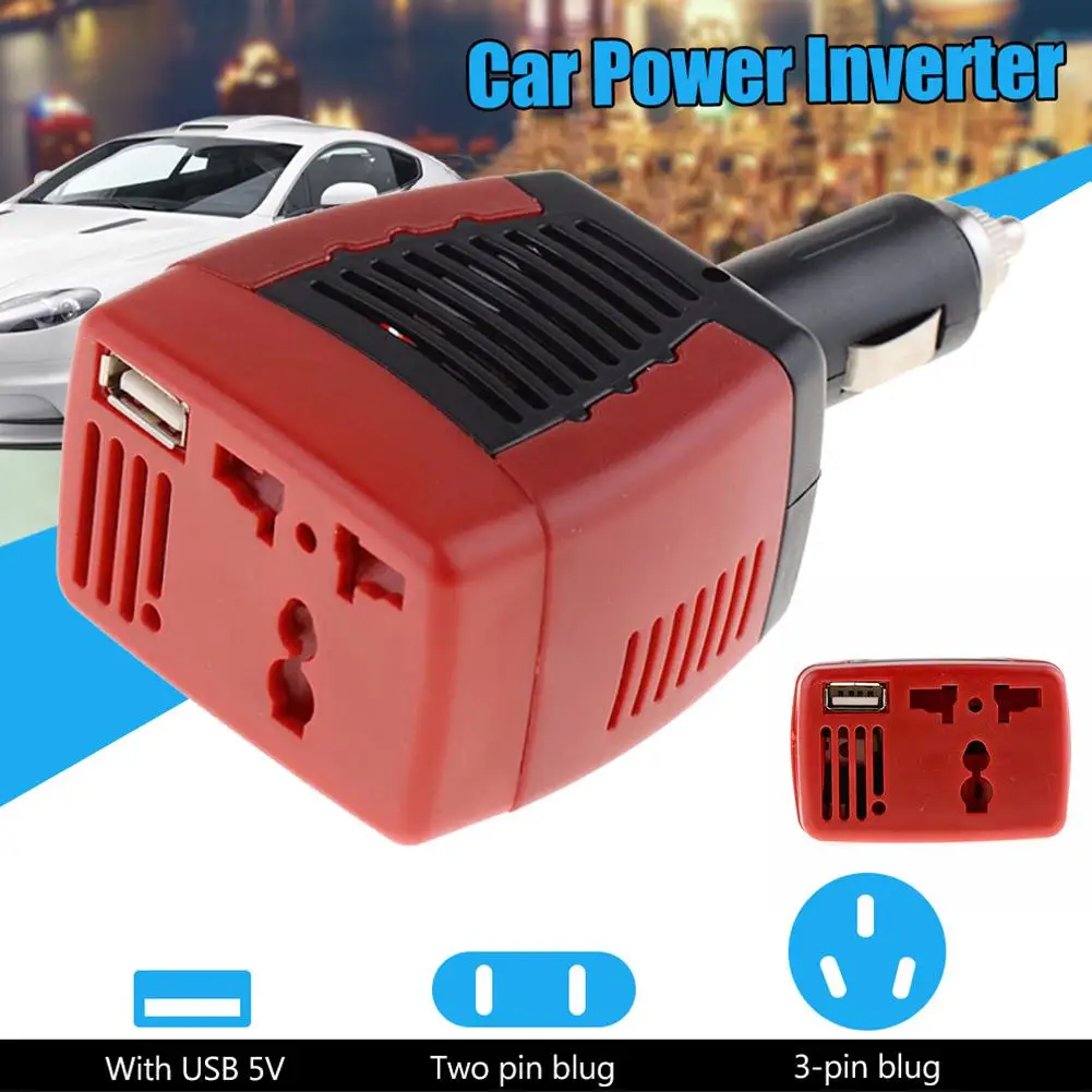 

12V Car Power Inverter USB 2.1A 75W DC12V To AC 220V Converter Adapter With Cigarette Lighter Car Charger