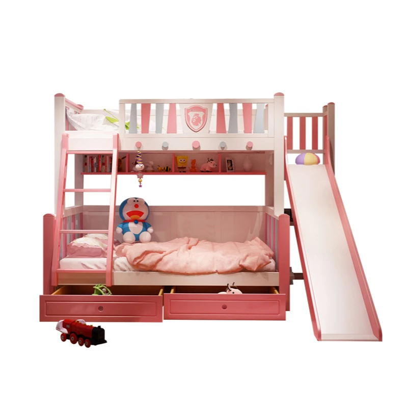 Full solid wood children's bed under the bunk bed girl princess bed multi-functional up and down bed furniture set combination