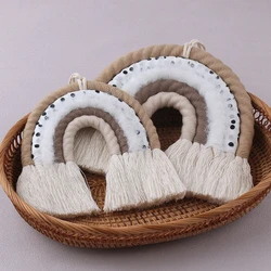 OOTDTY DIY Cotton Rope Rainbow Macrame Tapestry Wall Hanging Decor Toys Handmade Weaving Nordic Baby Kids Room Decor Home Decor