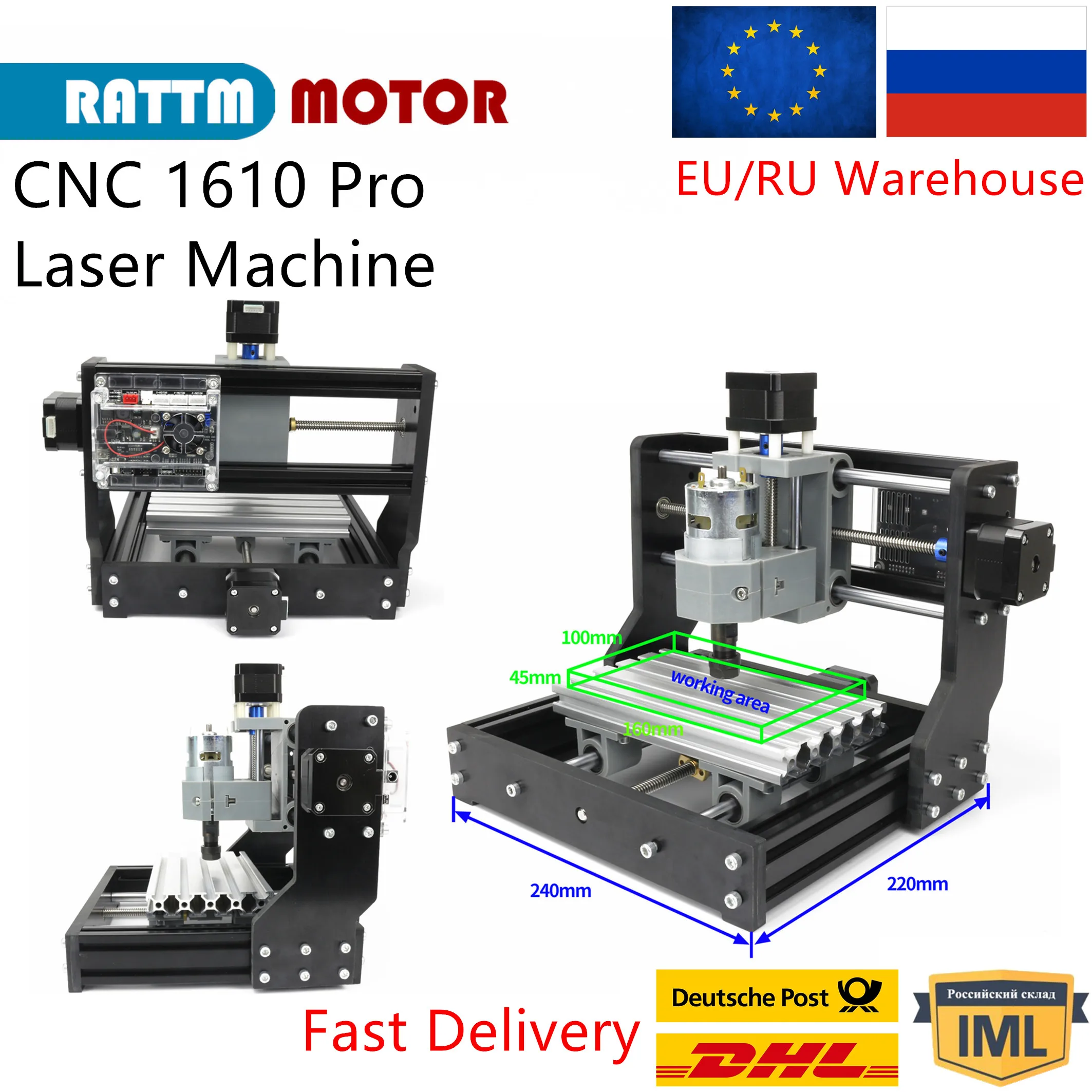 【Overseas Warehouse】1W 2.5W 5.5W Laser Module 1610 Pro CNC Laser Router Machine  Engraver Cutter GRBL Controller