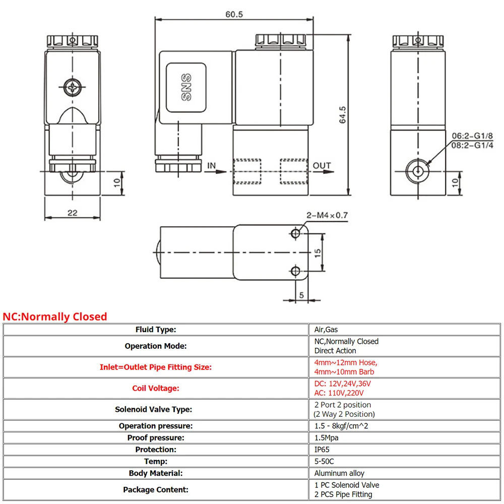 Электромагнитный клапан Air Solenoid Valves 2V025-08 2 Position 2 Port 1/4\ Пневматика — деталь 1