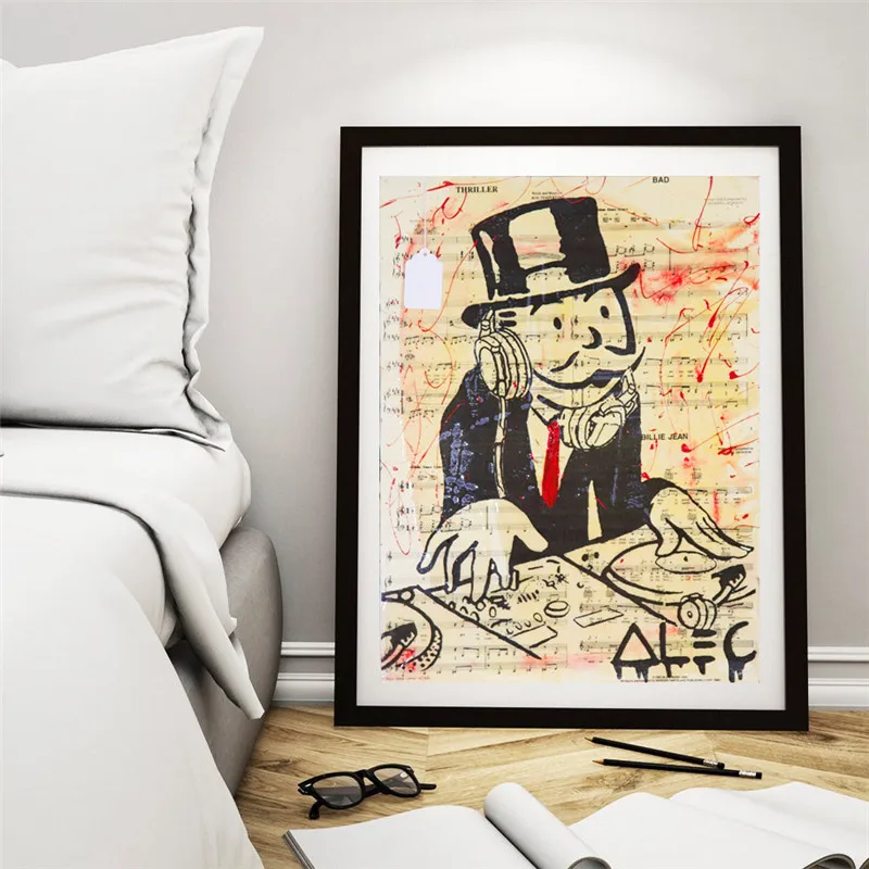 DJ Alec Monopolyingly Man Wall Art Canvas Posters Prints Painting Wall Pictures For Office Modern Home Decor Accessories HD