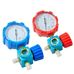 HOWHI Pure Copper Refrigerant Pressure Gauge R134a/R410/R32/R22/R407C Air Conditioning and Fluoride Table Low/high Pressure