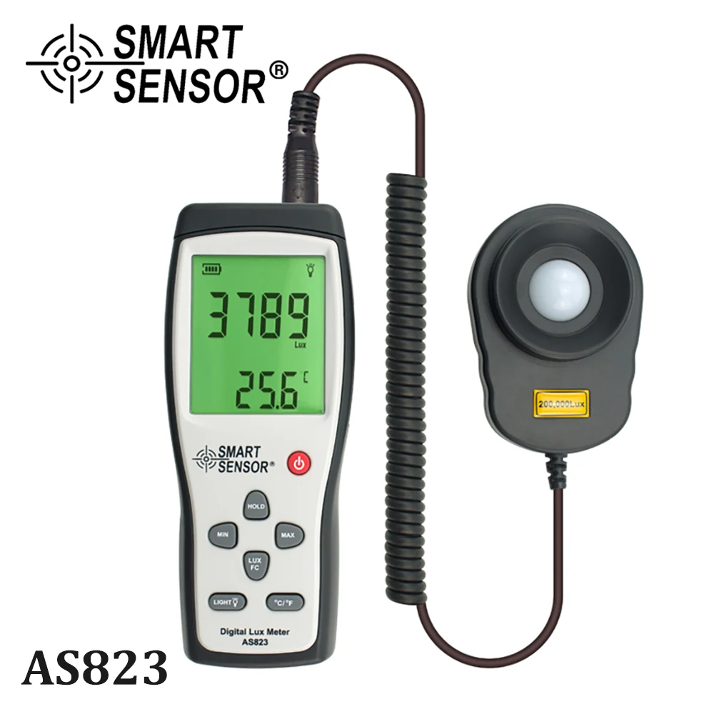 SMART SENSOR Digital Handheld Light Lux Meter Illuminance 200,000 Lux/FC Luminometer Photometer Lighting Tester Luxmeter