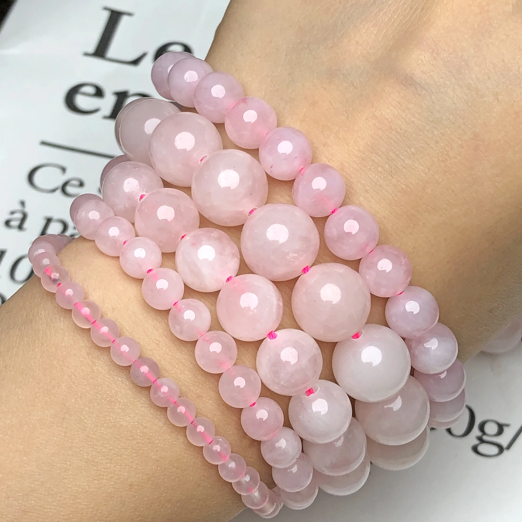 Natual Stone Madagascar Rose Quartzs Bead Round Loose Pink Crystal Beads For Jewelry Making Diy Energy Bracelet 4 6 8 10 12mm