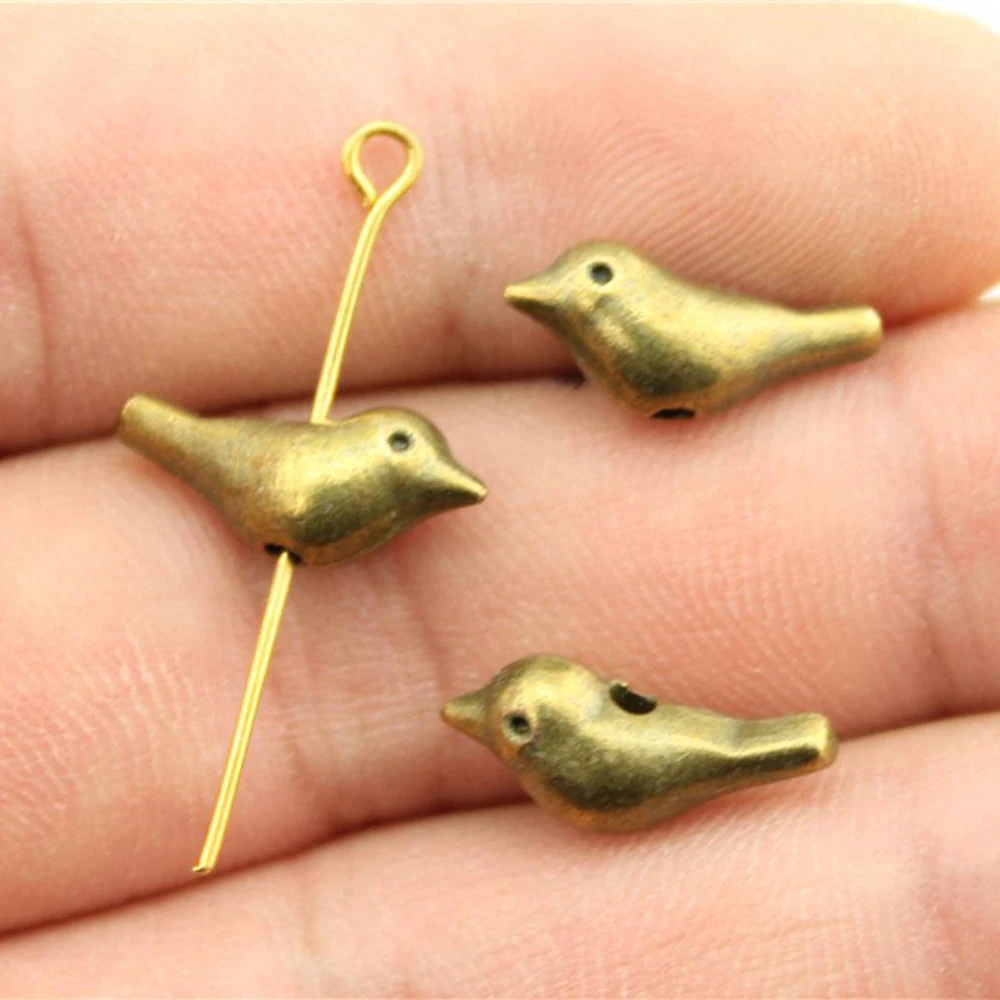 10pcs 15x6x5mm Bird Charms For Jewelry Making Beads Fits DIY Bracelets Accessories Bird Small Hole Beads Charms