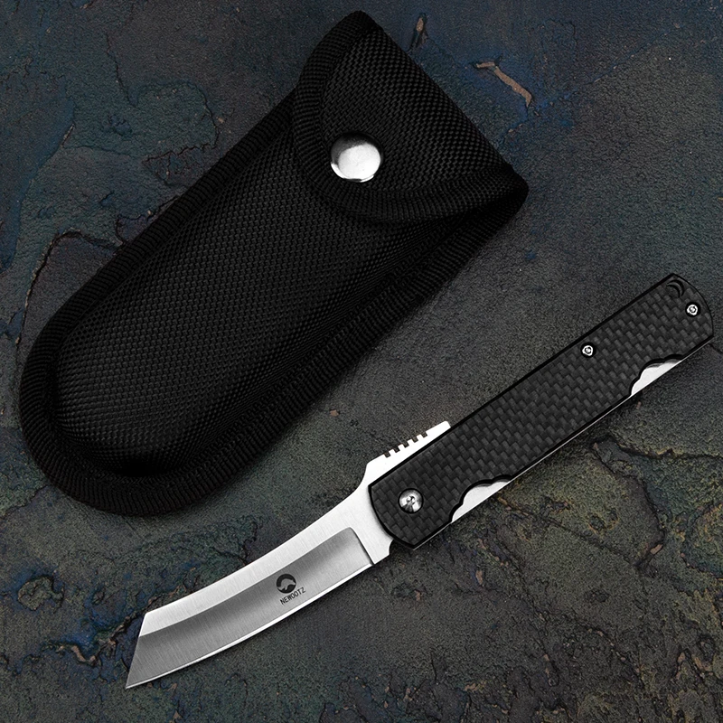 NEWOOTZ Higonokami Gấp Dao Bỏ Túi Có Kẹp Sợi Carbon Tay Cầm EDC Chiến Thuật Dao Sinh Tồn Tự Vệ Cắm Trại