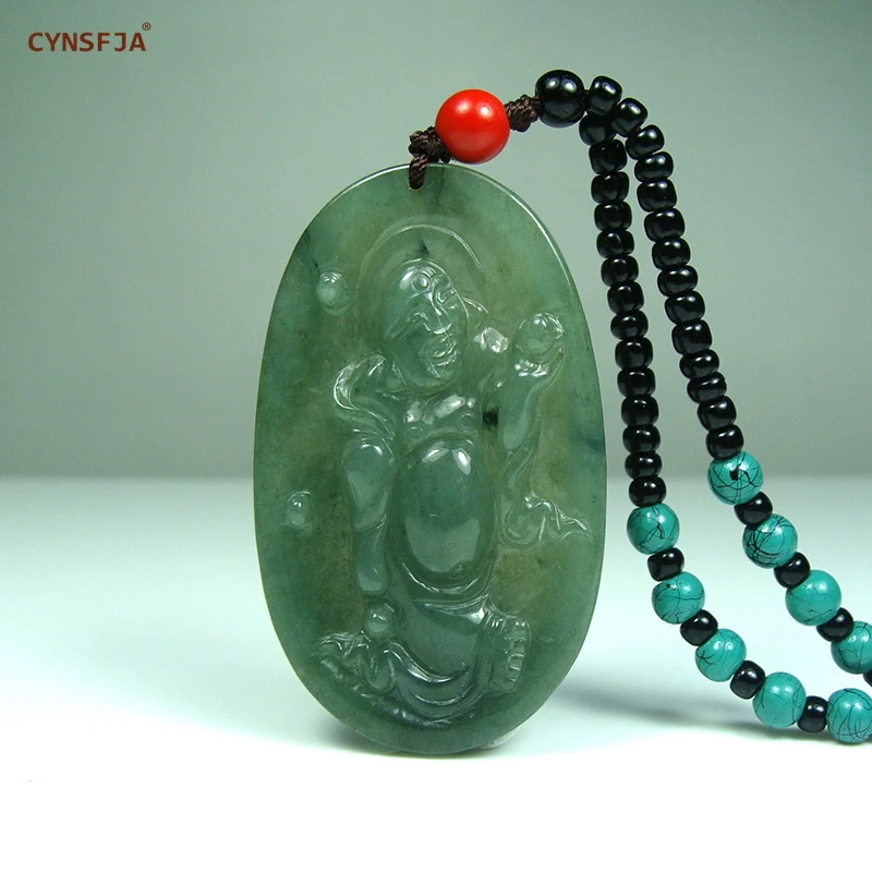 

CYNSFJA Real Rare Certified Natural A Grade Burmese Jadeite Amulets Green Buddha Jade Pendant Hand Carved Artwork Best Gifts