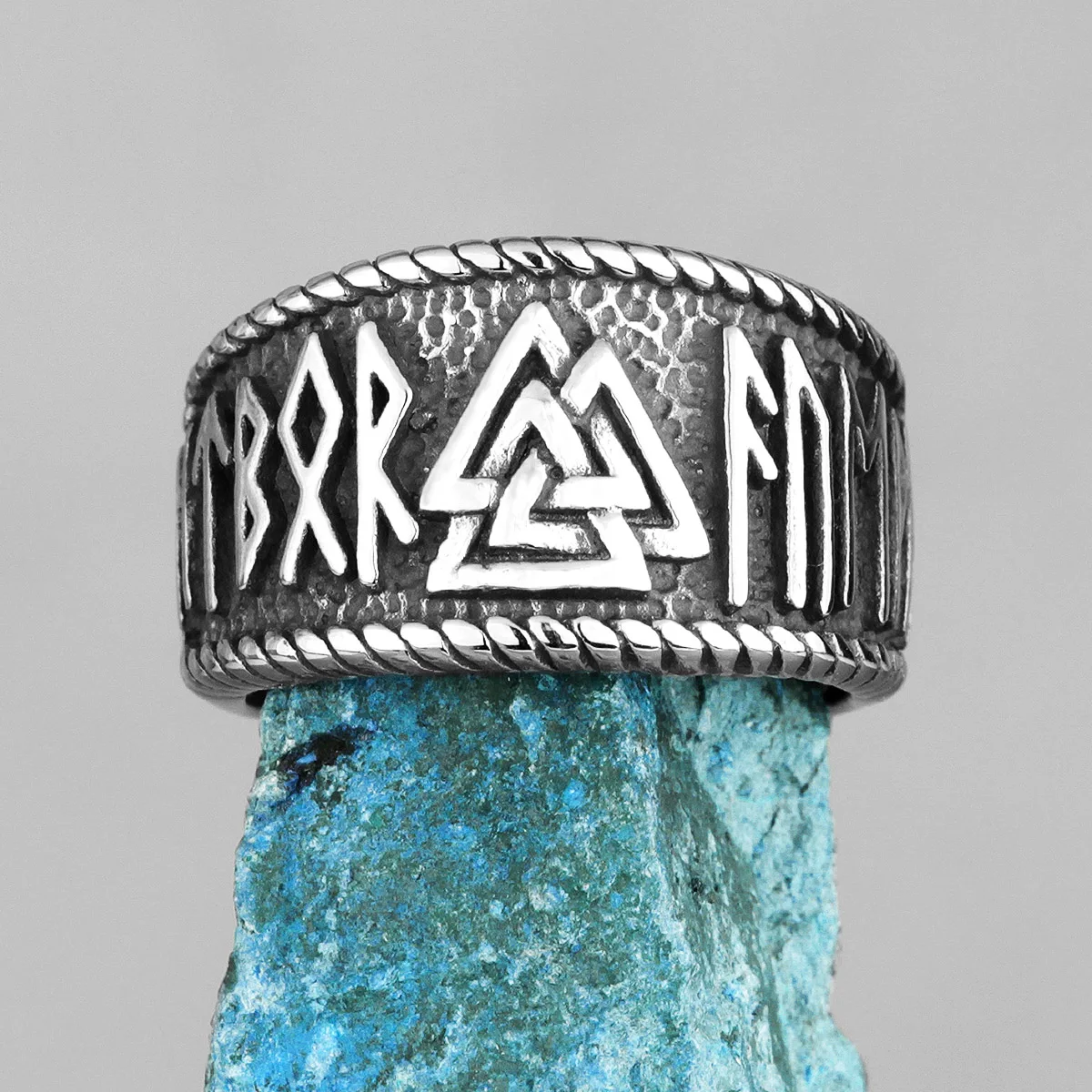 Norse Mythology Viking Odin Triangle Stainless Steel Mens Rings Cool for Male Boyfriend Biker Jewelry Creativity Gift Wholesale