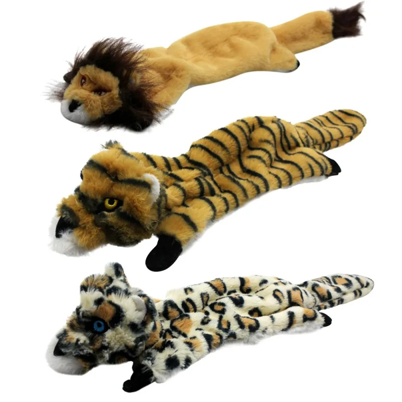 Squeaky Dog Toys Stuffed Leopard Tiger Shape Pet Chew Toy Cute Plush Puzzle Interactive Toy For Dogs Cat Squeaker Pet Products