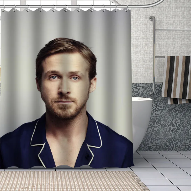 Ryan Gosling Custom Pattern Polyester Bath Curtain Waterproof Shower Curtains Geometric Bath Screen Printed Curtain For Bathroom