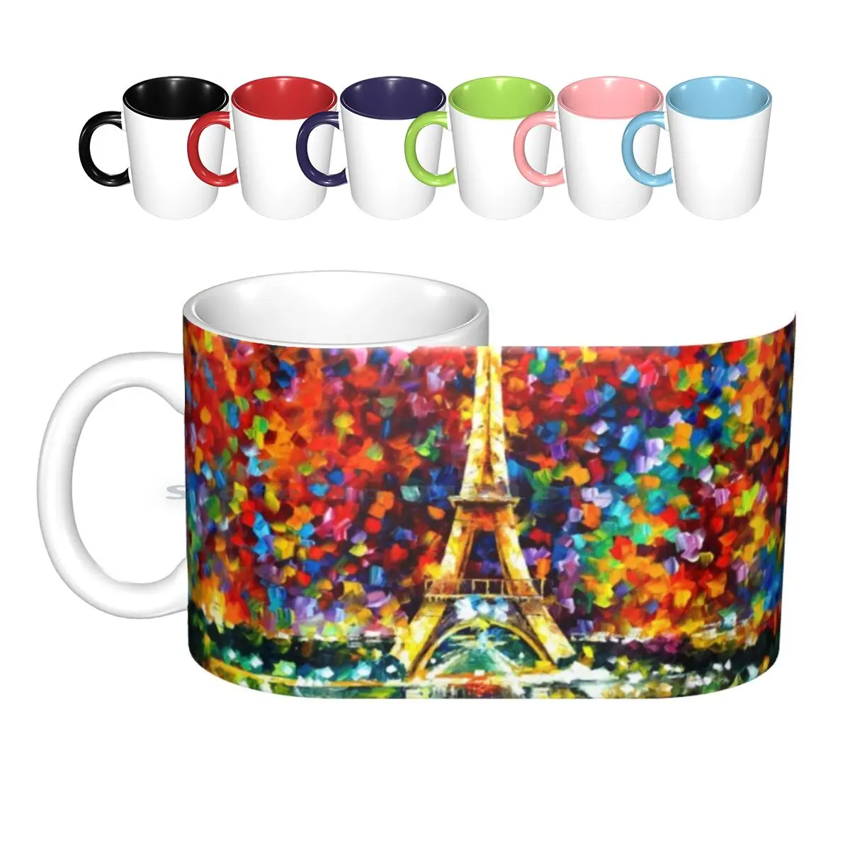 

Paris Of My Dreams-Ceramic Mugs Coffee Cups Milk Tea Mug Paris France Cafe Restaurant Oil Painting Wall Night Evening Light