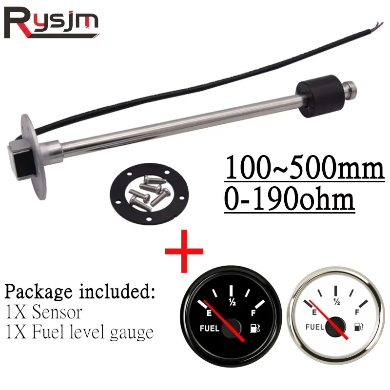 Fuel sensor 100/125/200/225/275mm 0-190ohm Marine Digital Fuel Gauge with sensor Fit Car Truck Boat Yacht Fuel Sender Unit 9-32V