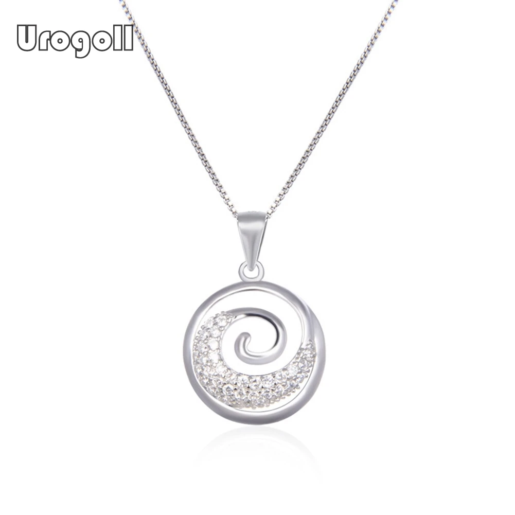 

Fine Jewelry Pure 925 Sterling Silver Round Pendant Necklaces For Women Bride Romantic Wedding Party Solid Silver 925 Jewelry