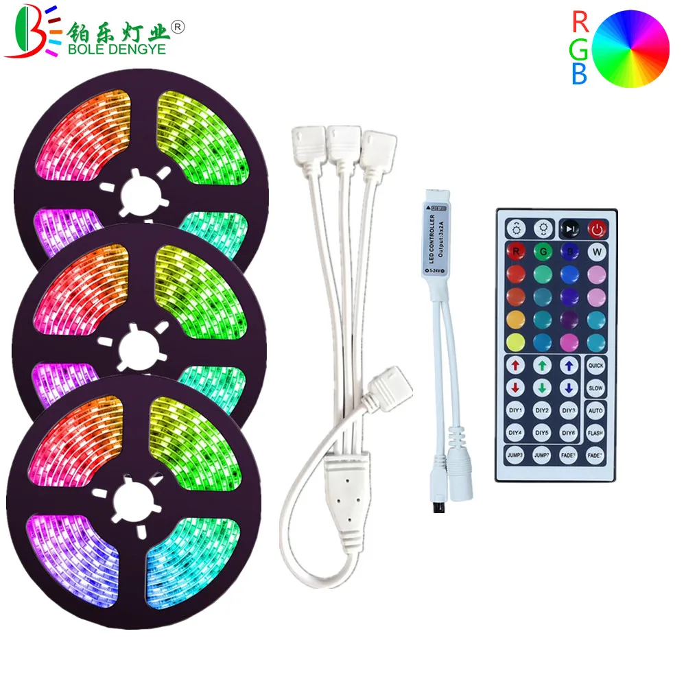 

SMD 5050 DC 12V Flexible RGB Strip Light 44key Wireless LED Controller 5M 10M 15M LED Tape Ribbon 30leds/m 60leds/m Rope Light