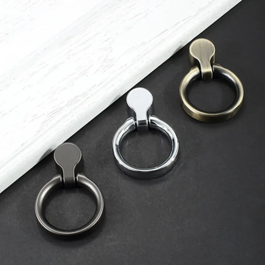 

Modern simple fashion brushed gold chrome drop ring drawer cupboard pull knob bronze black nickel tv cabinet bed cabinet handle