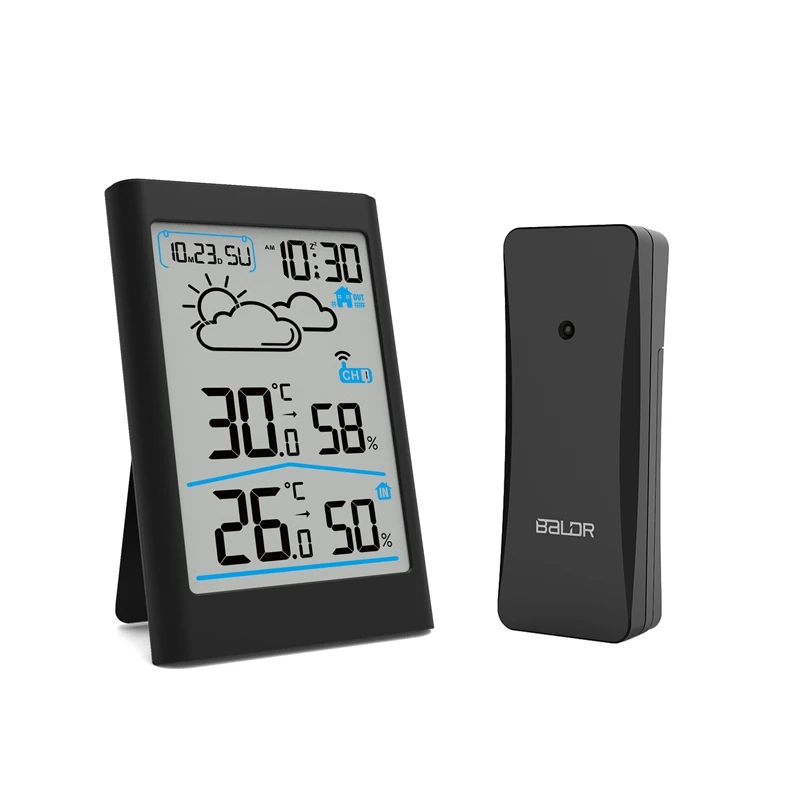 Smart Wireless Weather Station Big LCD Digital In/Outdoor Thermometer Hygrometer Remote Sensor Alarm Time Clock Weather Forecast