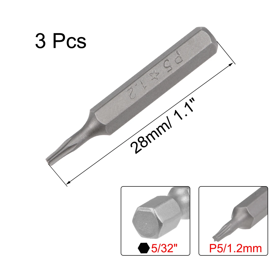 Uxcell 3pcs 5/32 Cal uchwyt sześciokątny w kształcie gwiazdy P5/1.2mm zestaw wkrętaków 28mm długość P2 narzędzia zestaw śrubokrętów набор отверток