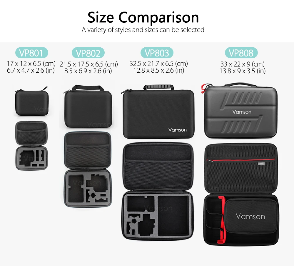 Vamson for Go pro Action Camera Case for GoPro Hero 12 11 10 9 8 7 6 5 4 3 Hero4 Session for EKEN For Xiaomi Yi 4K Box VP803