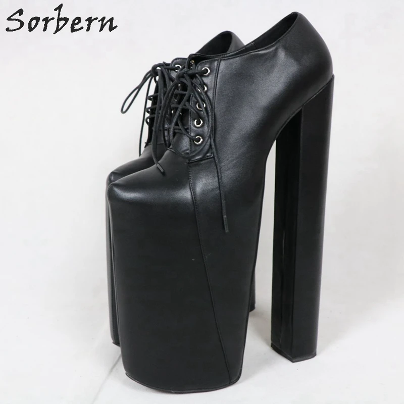 Sorbern 30cm Extrem High Heel Women Pump With Thick Platform Round Toe Lace-up Pump Shoes Ladies Custom Size 33-48 High Shoe